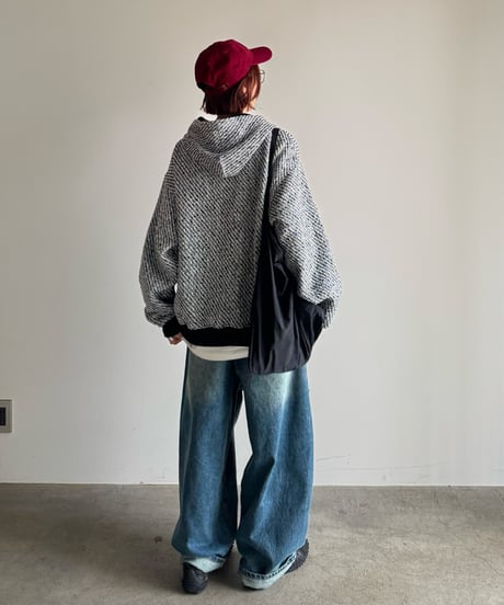 tweed hood pullover