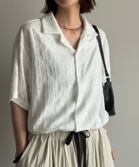 lace sheer open collar shirt
