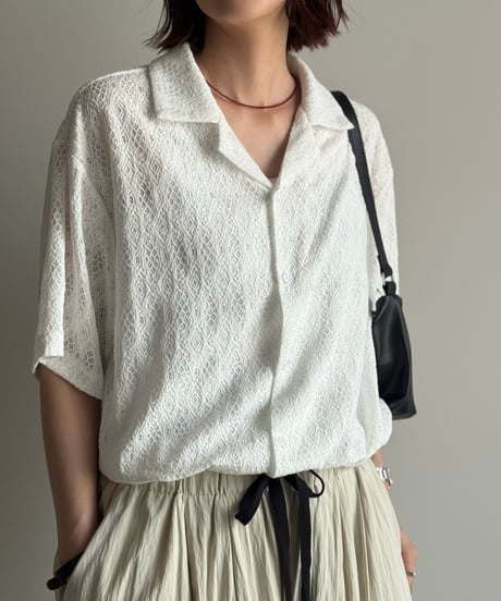 lace sheer open collar shirt