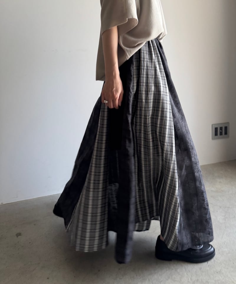 check panel flare skirt | ARULLE