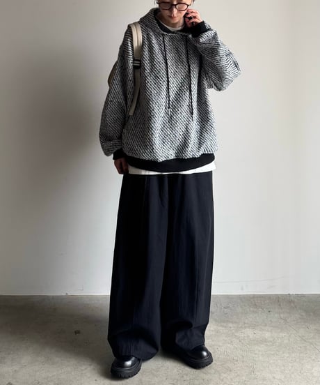 tweed hood pullover