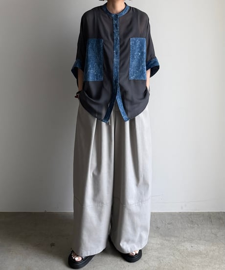 denim pocket sheer shirt