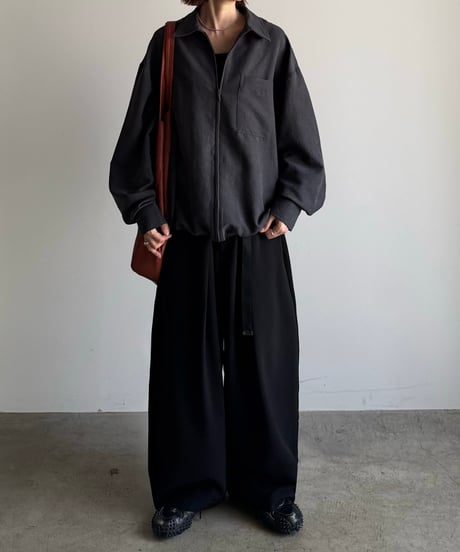 suede like zip shirt