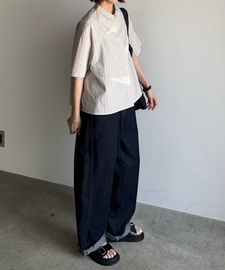 switch color check shirt