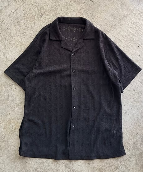 lace sheer open collar shirt
