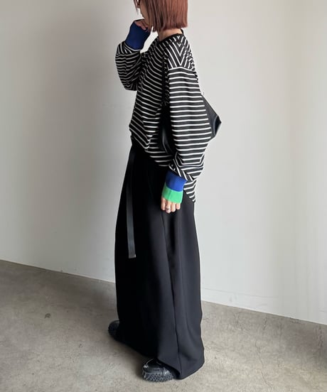 belted wide slacks