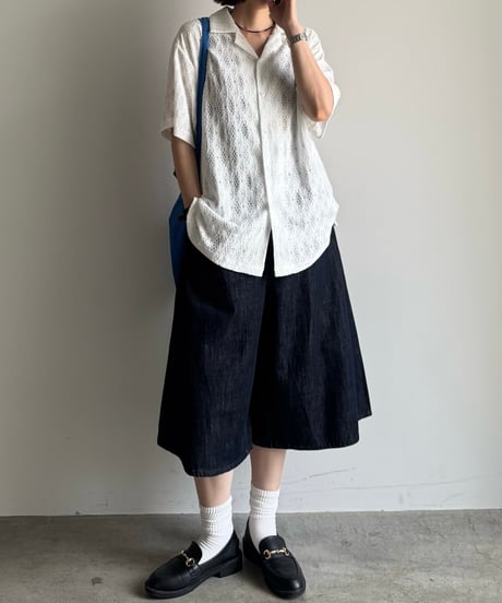 lace sheer open collar shirt