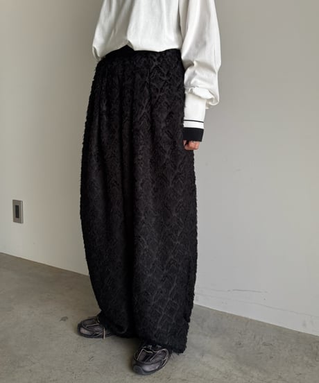 fringe sheer tuck pants