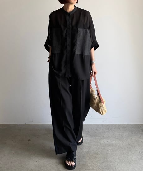 denim pocket sheer shirt