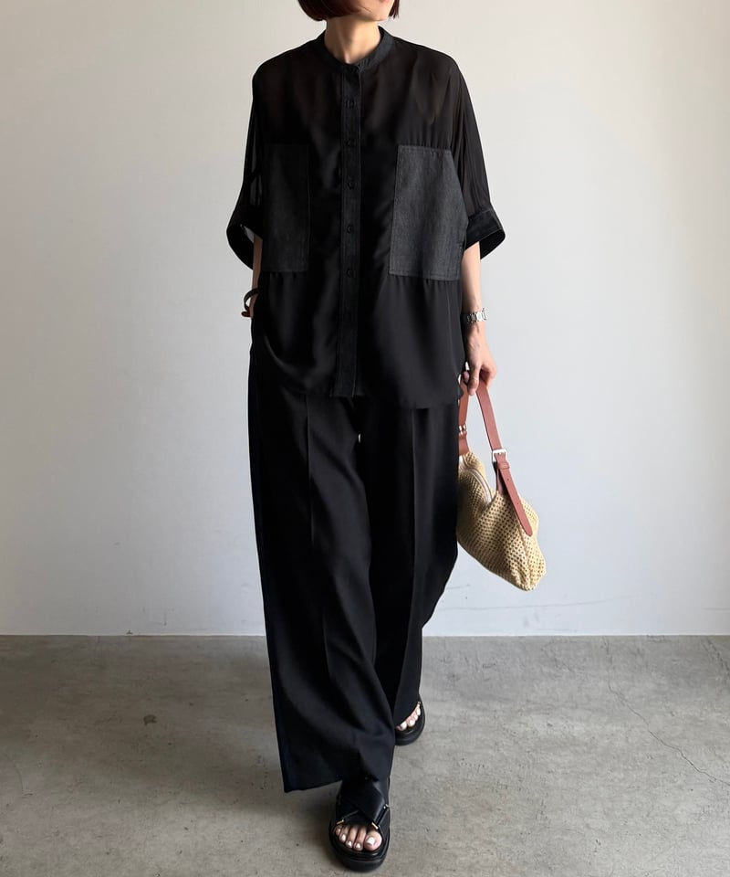 しる denim pocket sheer shirt | ARULLE