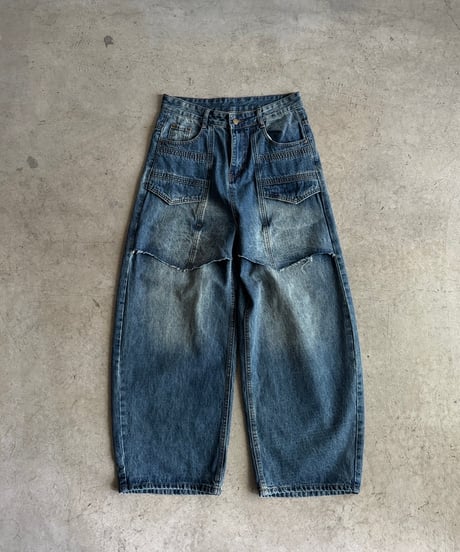 vintage wash panel switch denim