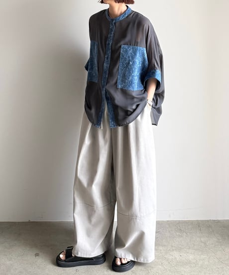 denim pocket sheer shirt