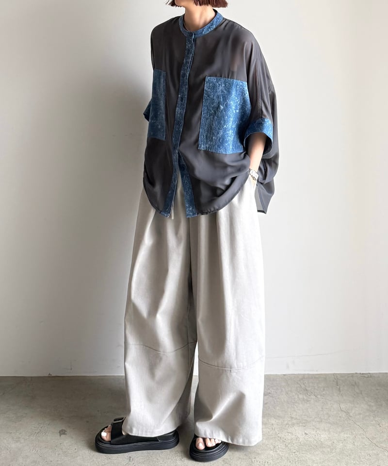 denim pocket sheer shirt | ARULLE