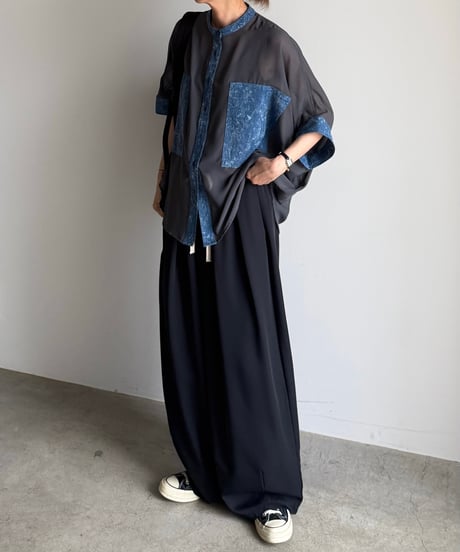 denim pocket sheer shirt