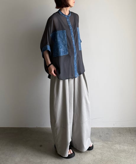 denim pocket sheer shirt