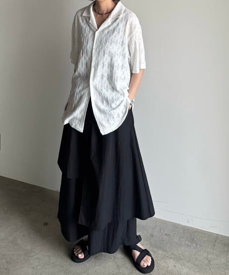 lace sheer open collar shirt