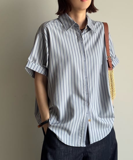 french blue striped shirt