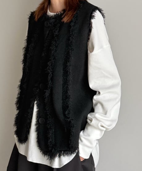 fringe rib knit vest