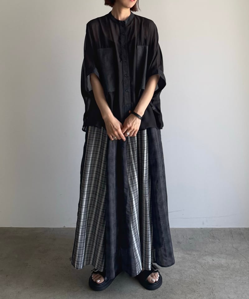 check panel flare skirt | ARULLE