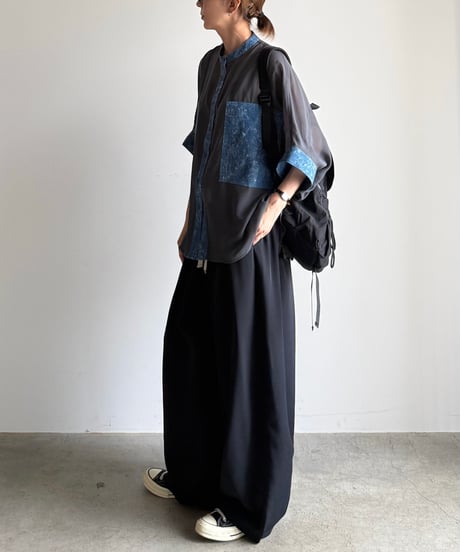 denim pocket sheer shirt