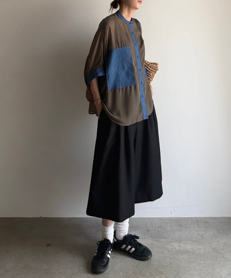 denim pocket sheer shirt