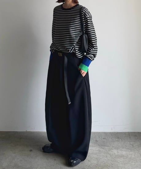 belted wide slacks