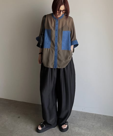 denim pocket sheer shirt