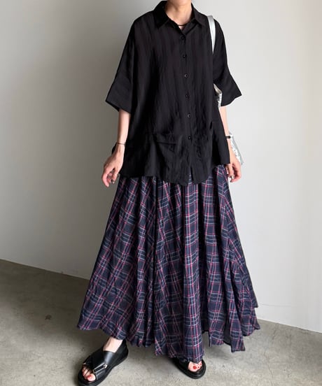 point gather stripe shirt