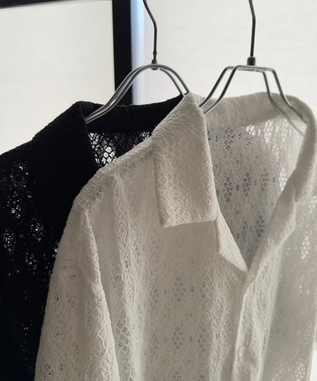 lace sheer open collar shirt