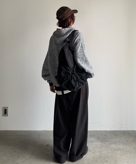 tweed hood pullover