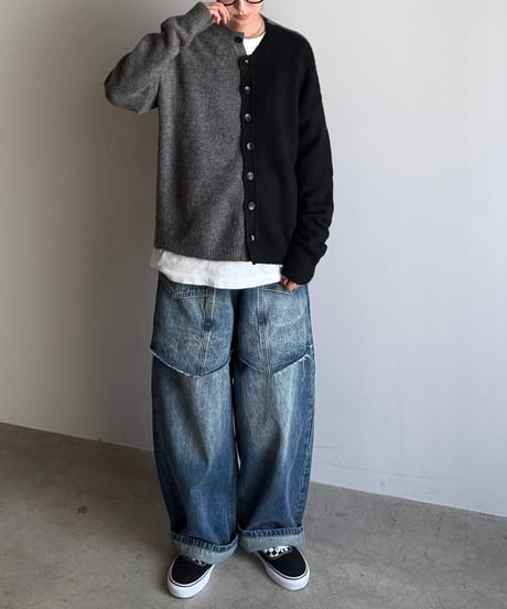 vintage wash panel switch denim