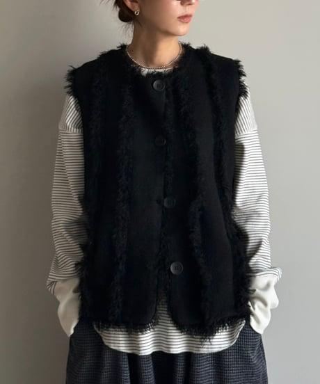 fringe rib knit vest