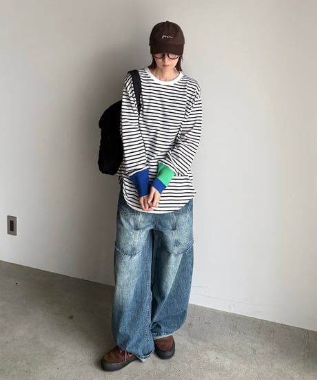 vintage wash panel switch denim