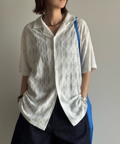 lace sheer open collar shirt