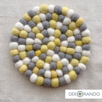 DEKORANDO/デコランド　フェルトポットマット　グレー×イエロー【メール便配送】