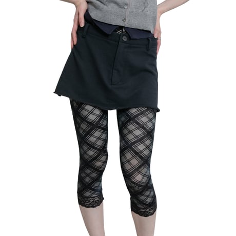 Lace-Trim Mid-Calf Shorts (Black)