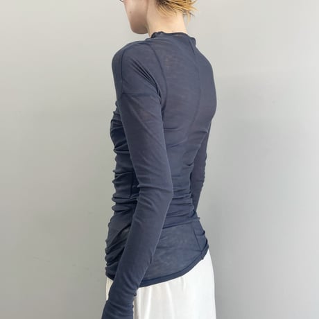 Sheer Fraise Side Tuck Top (Charcoal)