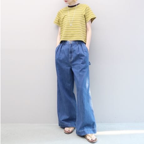 Natural Slub Denim Wide Painter Pants