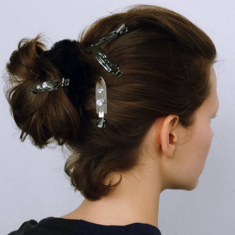 Rhinestone Flat Hair Clips - 2 Piece Set