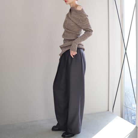 Cotton 5color Marled Rib Knit Drape Top (Moss)