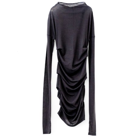 Sheer Fraise Side Tuck Top (Charcoal)