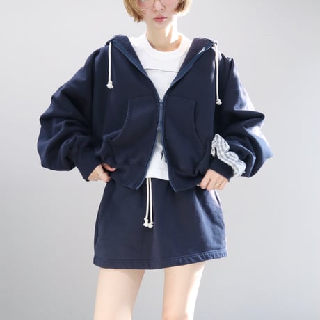 ULTRA HEAVY SWEAT TUCK MINI SKIRT (NAVY)
