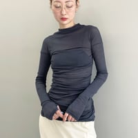 Sheer Fraise Side Tuck Top (Charcoal)
