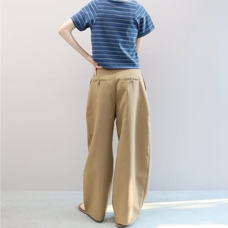 Wool Mix Curved Trousers (Camel)