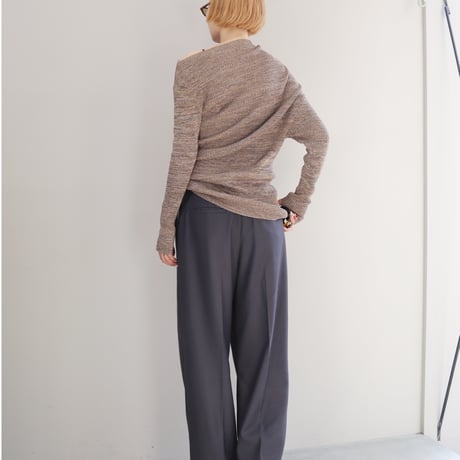 Cotton 5color Marled Rib Knit Drape Top (Moss)