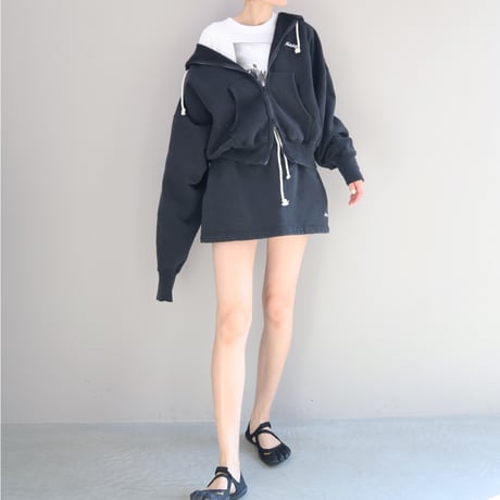 ULTRA HEAVY SWEAT TUCK MINI SKIRT (BLK)
