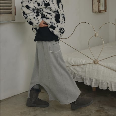 Vintage Drift Long Skirt (Melange Gray)
