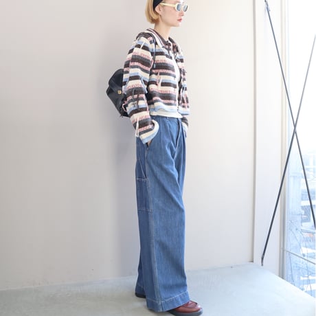 Natural Slub Denim Wide Painter Pants
