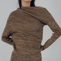 Cotton 5color Marled Rib Knit Drape Top (Moss)