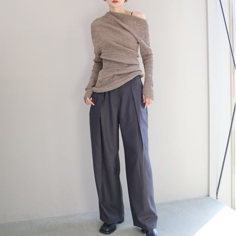 Cotton 5color Marled Rib Knit Drape Top (Moss)